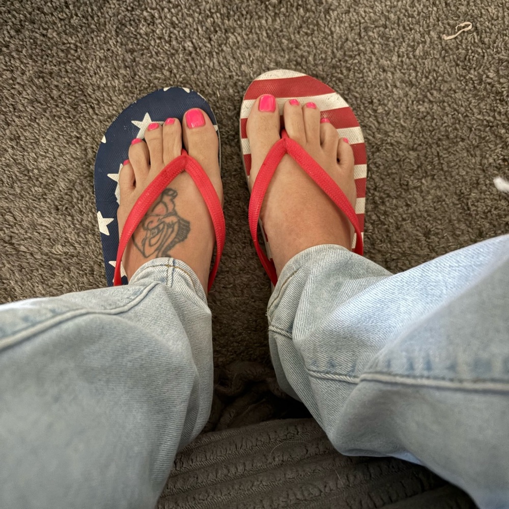 Patriotic Flip Flops with Stars and Stripes